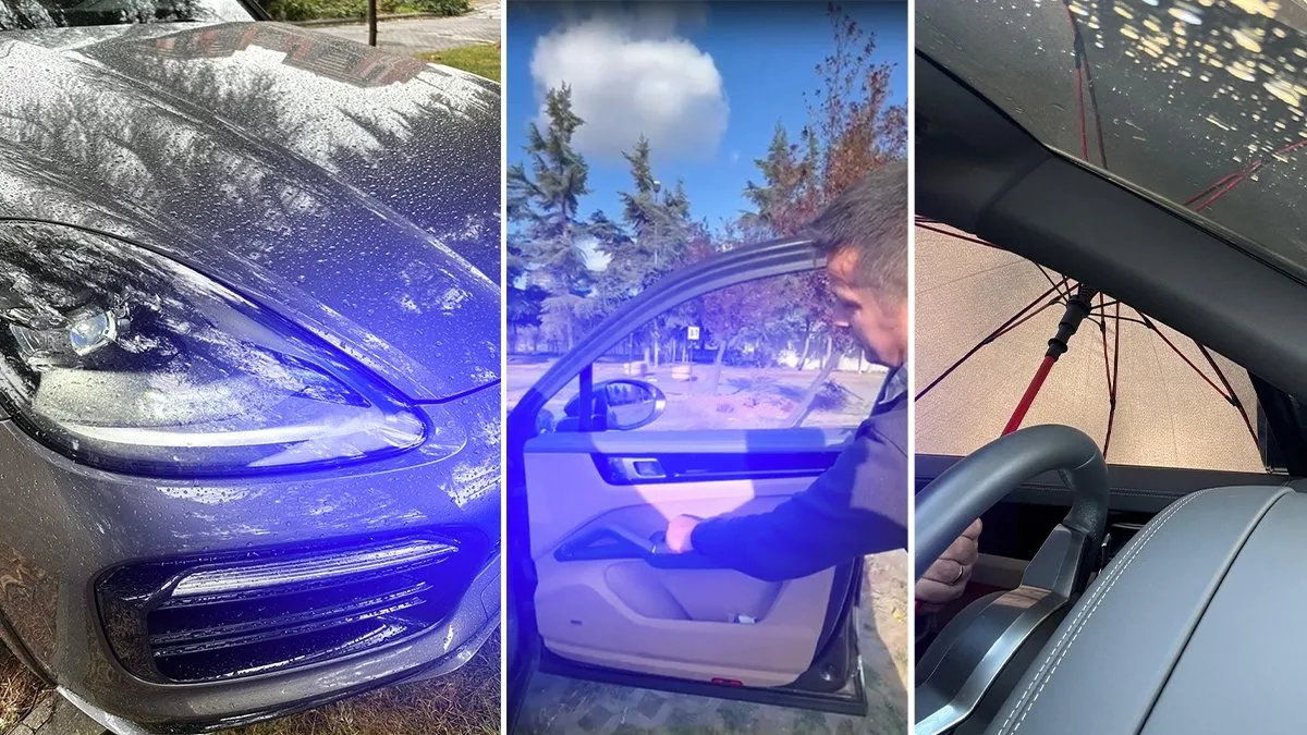 Sıfır kilometre Porsche ayıplı çıktı: 16 milyonluk araçta şemsiyeli yolculuk!