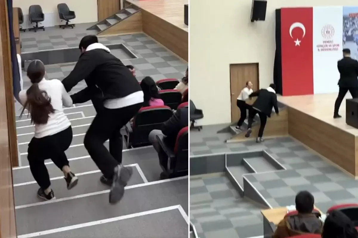 Bir garip gösteri! Kolundan tutulup çığlıklar içinde sahneye getirildi