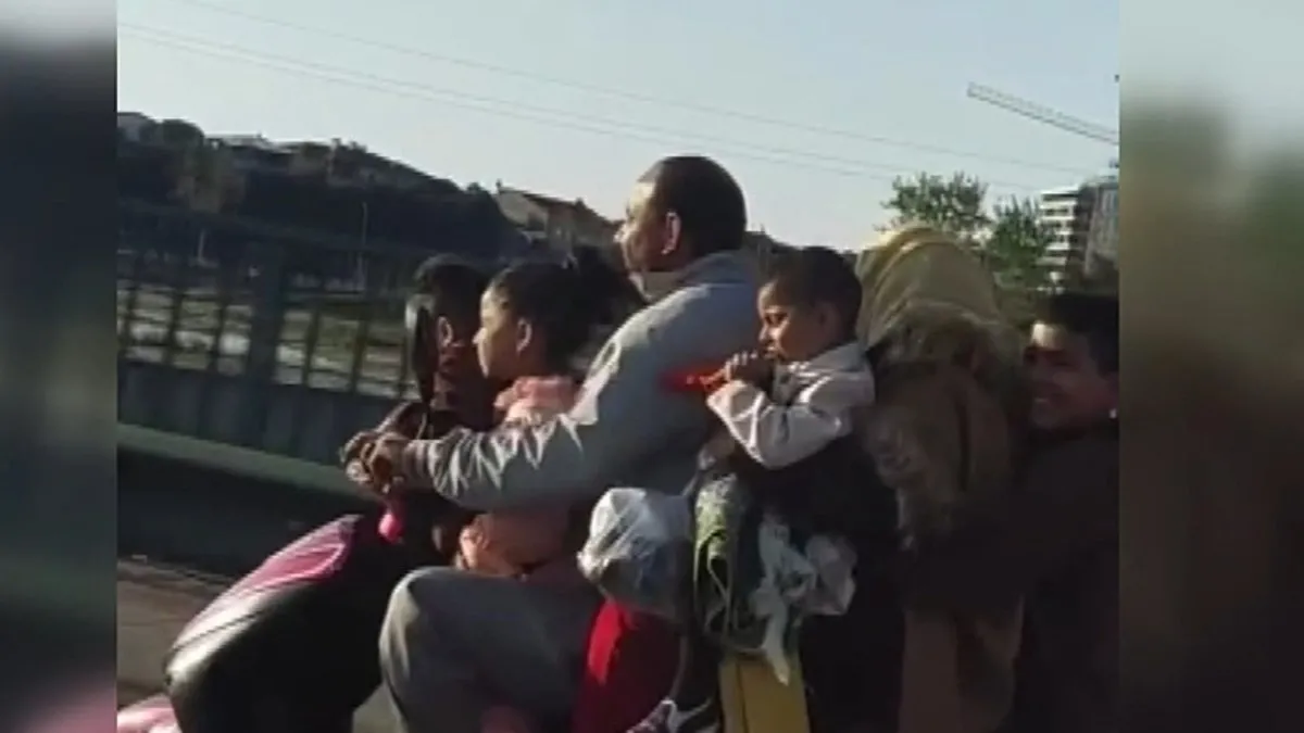 Tehlikeli yolculuk kamerada: 4’ü çocuk 6 kişi aynı motosiklette!